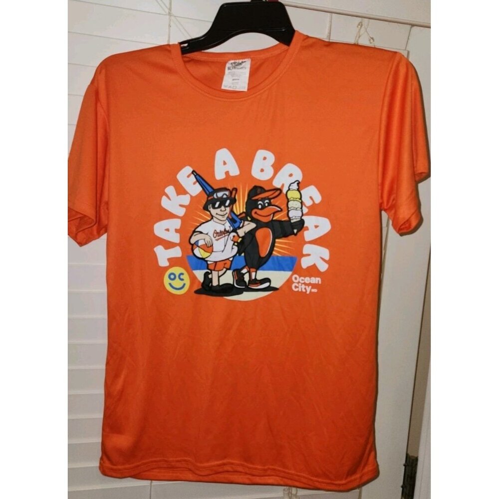 BALTIMORE ORIOLES 2025 Ocean City OC TAKE A BREAK  SGA T-Shirt Mr Splash 6/14